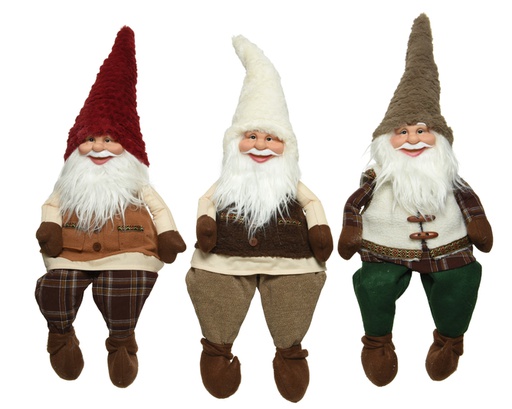 [4-611789] GNOME TISSU - 75CM - TONS MARRONS - 3 DESIGNS - PRIX À L' UNITÉ