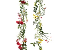 [4-800053] PES FLOWER GARLAND 2COL ASS L16-W6-H180CM