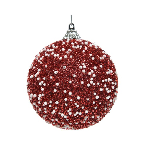 [4-457635] FOAM BAUBLE W GLITTER W DOTS DIA8CM