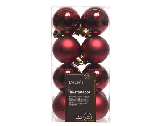 BOULES DE NOEL EN PLASTIQUE - ROUGE SANGUIN - DIA4CM