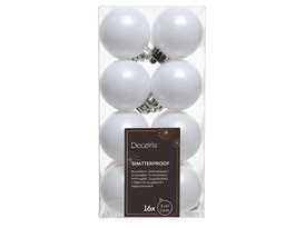 [4-021789] ASSORTIMENT DE BOULES DE NOEL EN PLASTIQUE - BLANC HIVERNAL - DIA4CM