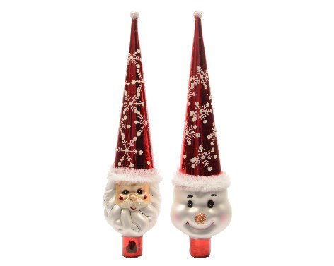 [4-170200] TREETOPPER GLASS HAT WITH SNOWFLAKES DIA7.50-H30CM