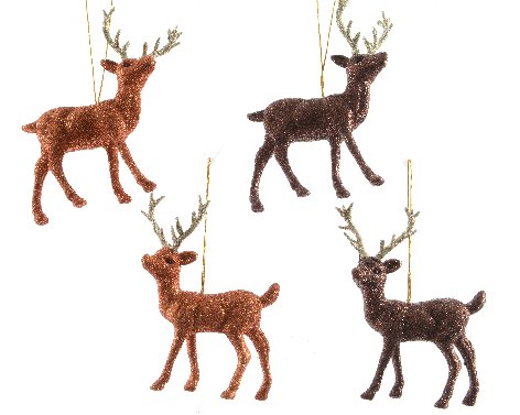 [4-515675] REINDEER PLASTIC WITH GLITTER L4.50-W10-H12.50CM