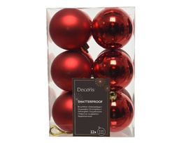 [4-021832] BOULES DE NOEL EN PLASTIQUE - ROUGE - DIA6CM