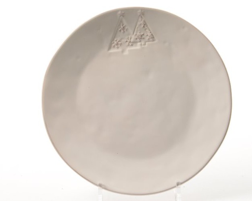 [4-608391] ASSIETTE CERAMIQUE SAPIN - BLANCHE - 26CM