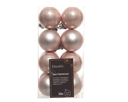 [4-021788] BOULES DE NOEL EN PLASTIQUE - ROSE ROUGEATRE - DIA4CM