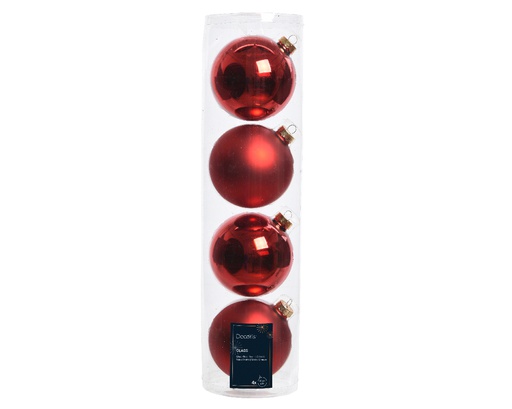 [4-141502] BOULES DE NOEL EN VERRE - ROUGE - DIA10CM