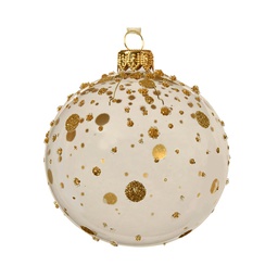 [4-050146] BAUBLE GLASS GOLD GLITTER DOTS DIA8CM