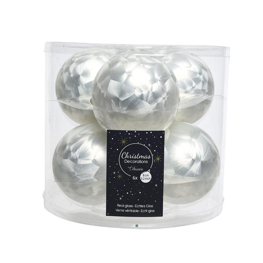 [4-140394] BOLA CRIS WHITE ICE 80MM MAT S/6