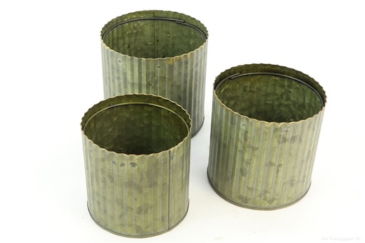 [HBX-861945119] MACETAS PLOMO ONDULADAS-COLOR BRONCE SET DE 3