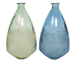[4-870128] RECYCLE GLASS VASE 2COL ASS DIA33-H60CM
