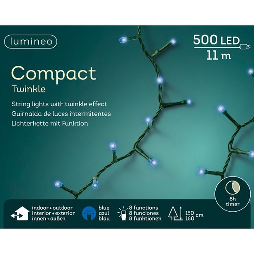 [4-495295] GUIRLANDE COMPACT 1100CM-500LED/BLEUE/8H/8F