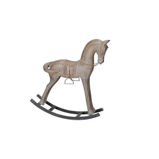 [PW-540312-061-802] CABALLO BALANCÍN GRIS/ROSA/DOR 60x14xH61CM
