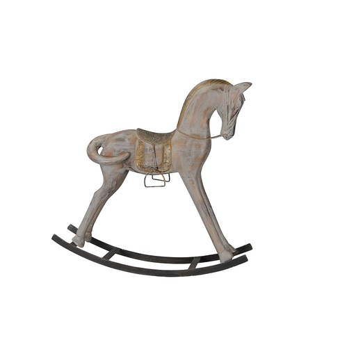 [PW-540312-084-802] CABALLO BALANCÍN GRIS/ROSA/DOR  85x20xH84CM