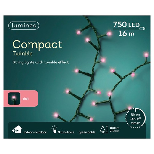 [4-495302] GUIRNALDA COMPACT VERD 1600CM-750LED/ROSA/PAR/TIM/EXT