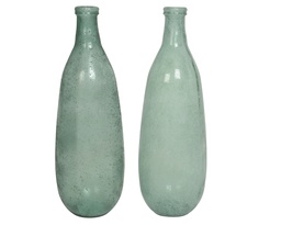 [4-649014] RECYCLED GLASS VASE 2ASS DIA25-H75CM