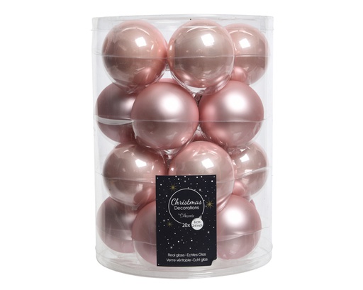 [4-140219] BOULE ROSE MAT/BRI 60MM 20 UNITÉS