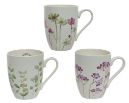 [4-826564] TAZA PORCELANA FLORES-FOOD SAFE-3 MOTIVOS DIFERENTES-PRECIO UNIDAD