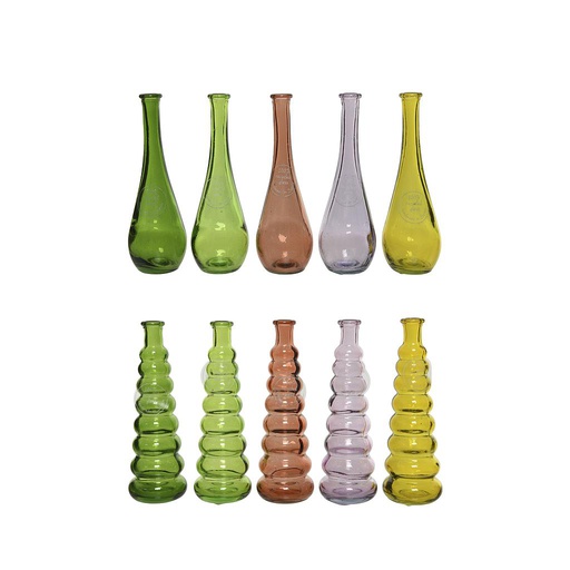 [4-870203] JARRON CRISTAL RECICLADO-18CM-5 COLORES DIFERENTES-PRECIO UNIDAD