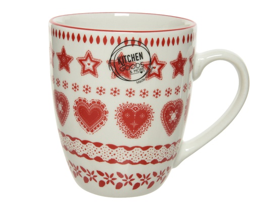 [4-607938] TAZA PORCELANA - MOTIVO CORAZONES - VINTAGE - TENDENCIA
