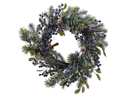 [4-687108] COURONNE BAIES BLEUES ET NOIX - DIA40CM