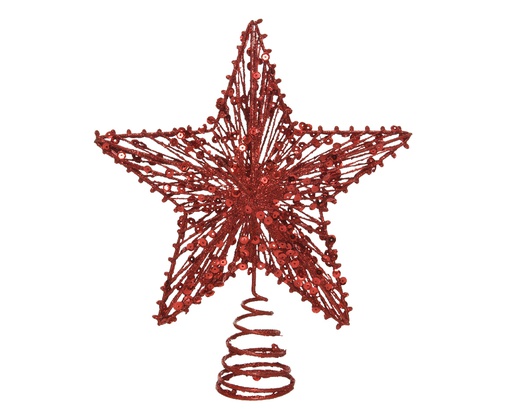 [4-380419] PUNTA DE ARBOL DE METAL - ROJO - 23CM