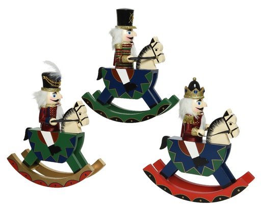 [4-521389] CASCANUECES EN CABALLO - MADERA - 20CM - 3 COLORES - PRECIO UNIDAD