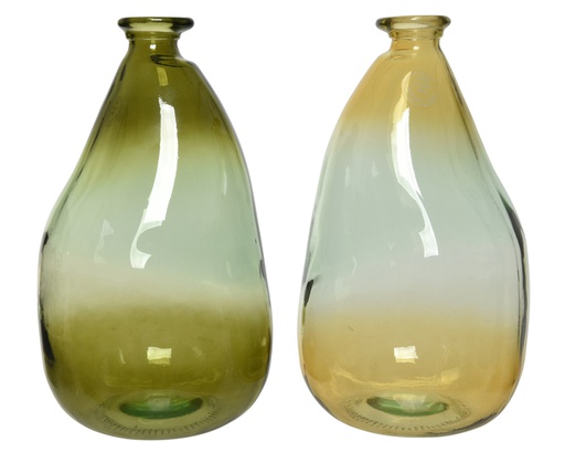 [4-647218] JARRON CRISTAL RECICLADO - 36CM - 2 COLORES DIFERENTES - PRECIO UNIDAD