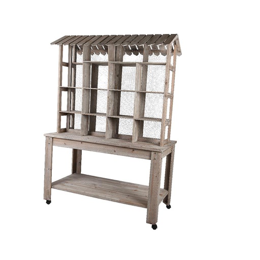[4-860022] MUEBLE EXOSITOR DE MADERA CON ESTANTES-BONITO!- 175CM