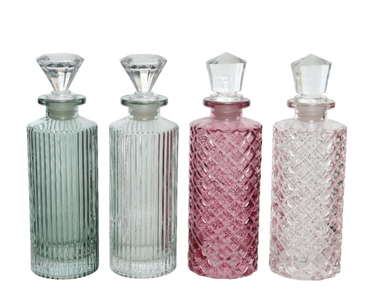 [4-870257] BOTELLITA CRISTAL CON TAPON - 4 COLORES - PRECIO UNIDAD