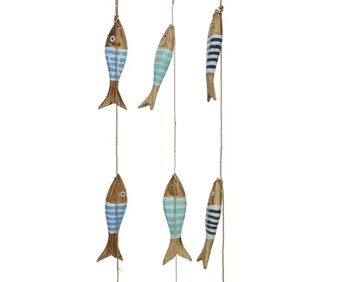 [4-825887] GUIRNALDA PECES MADERA - AZULES L5.00-W2.00-H100.00cm 3COL PRECIO UD