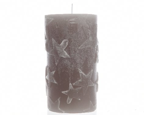 [4-204585] BOUGIE ETOILES - GRISE - 7X7CM